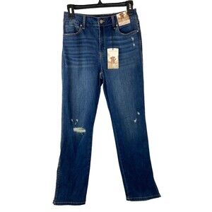 NWT Sincerely Jules Women’s High Rise Slim Straight Jeans 5/27 Side Slit Stretch